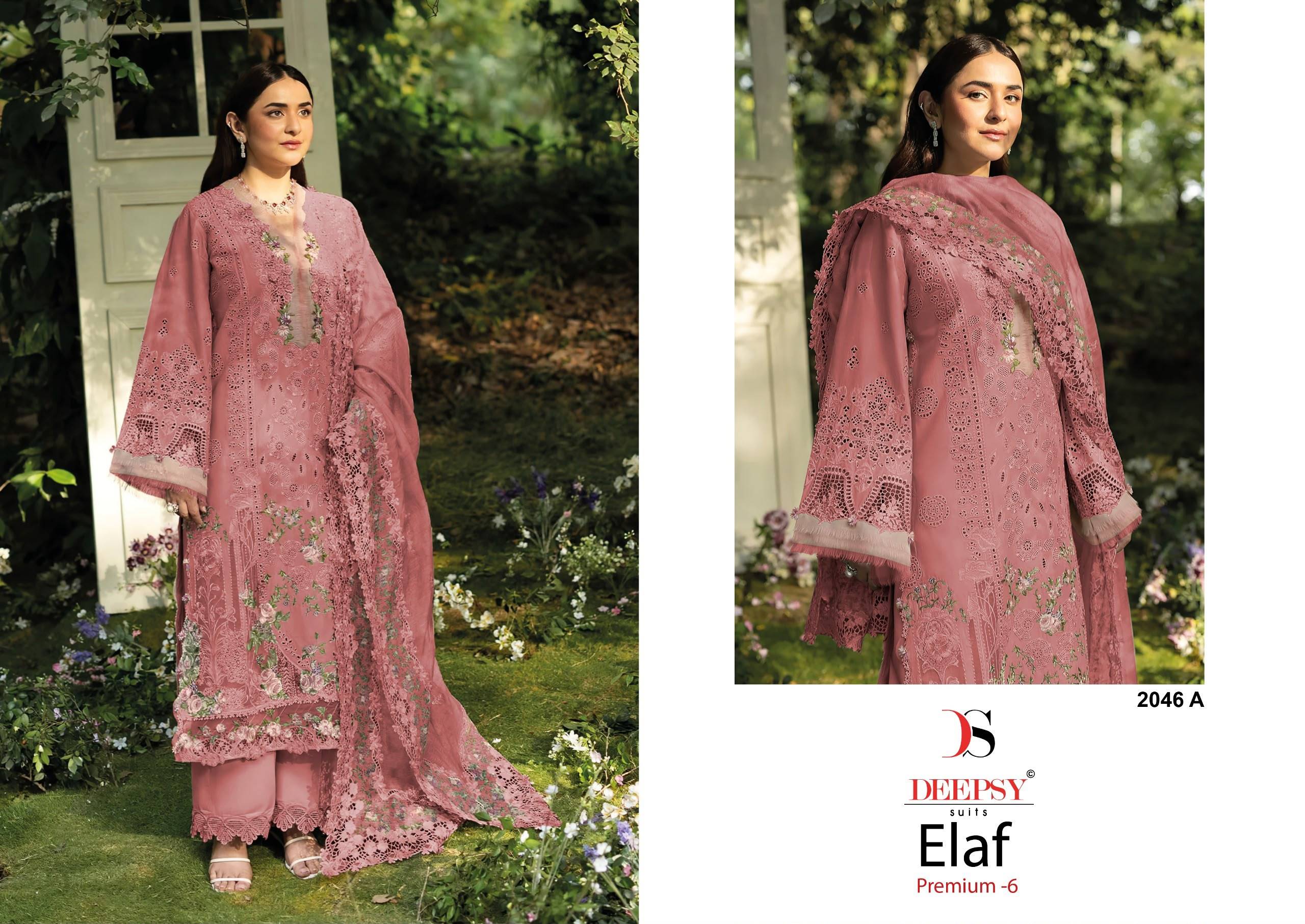 ELAF  Premium-6 Luxury Lawn by DEEPSY SUITS 2046 Series Beautiful Pakistani Suits Colorful Stylish Fancy Ethnic Wear Cotton Dresses At Wholesale